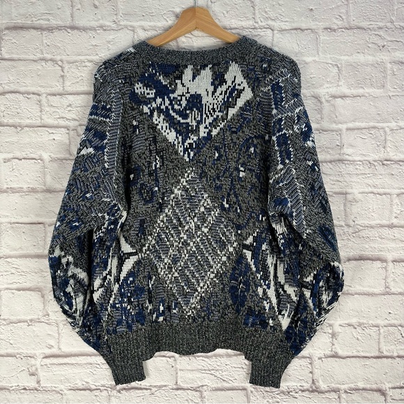 Vintage Women’s Large Gray Blue Knit Cardigan Sweater GrannyCore - Picture 5 of 5